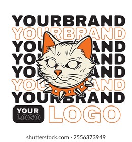 Cat Head Vector Art Illustration
