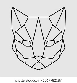 The Cat head vector, geometric art, line, logo, wall art, symbol. Abstract vector illustration. Graphic design.