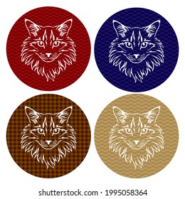 Cat Head Vector Illustration. Cat Head With Abstract Pattern
