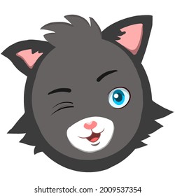 cat head vector illustration, black cat, cute cat