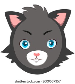 ilustración vectorial de la cabeza del gato, gato negro, gato lindo