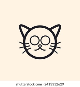 Cat head vector illustration black and white 