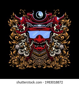 cat head vector illustration design with ornaments suitable for t-shirt designs and others