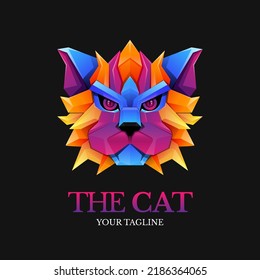 Cat Head Vektorgrafik Logo Vorlage bunter Farbverlauf-Stil