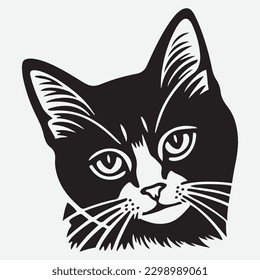 Cat head Vector illustration. Cat Vintage Logo