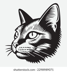 Cat head Vector illustration. Cat Vintage Logo