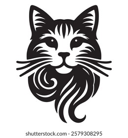 Cat head vector illustration with white background