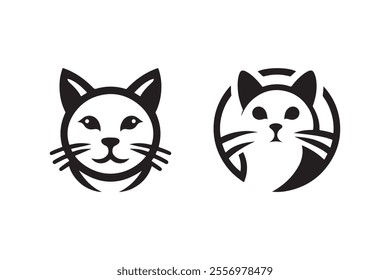 Cat head vector line art illustration bundle