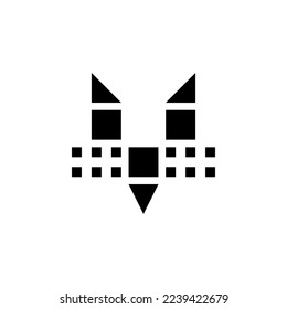 Cat head vector logo. Abstract creative checkered logotype.