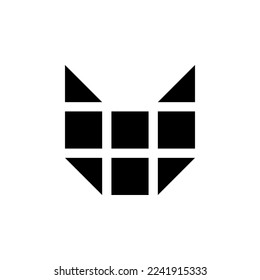 Cat head vector logo. Abstract creative checkered logotype.