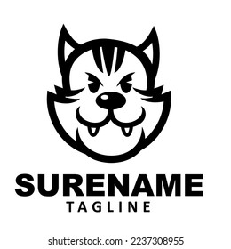 cat head vector logo type