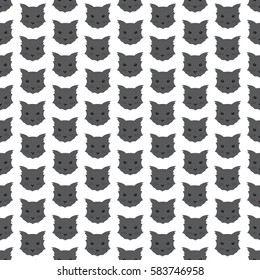 Cat head Vector Seamless pattern. Abstract polygonal geometric Cat face