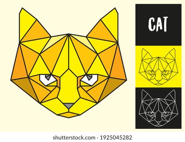 Signo del vector de la cabeza de gato en la ilustración abstracta del material de estilo poligonal
