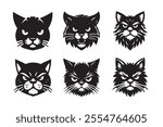 Cat head vector silhouette art illustration bundle