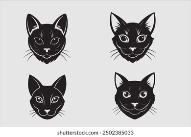 Cat head vector silhouette art illustration