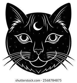 Cat head vector silhouette art illustration