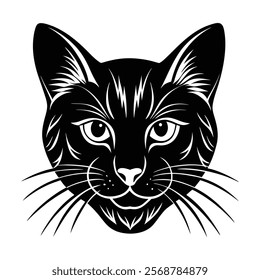 Cat head vector silhouette art illustration