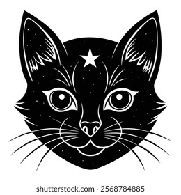 Cat head vector silhouette art illustration
