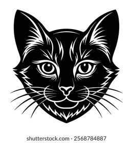 Cat head vector silhouette art illustration