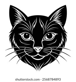 Cat head vector silhouette art illustration