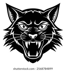 Cat head vector silhouette art illustration