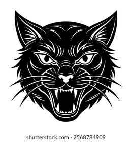Cat head vector silhouette art illustration