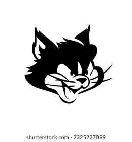 Cat head vector silhouette, cool black cat head logo