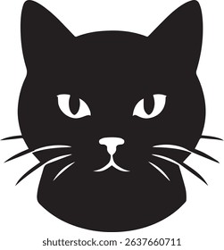 cat head vector silhouette on white background
