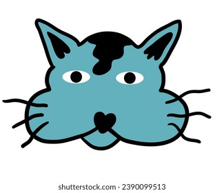 cat head in vector.color icon in doodle style.Template for logo sticker poster print application website avatar. Series of cat faces in flat