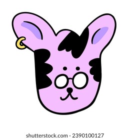 cat head in vector.color icon in doodle style.Template for logo sticker poster print application website avatar. Series of cat faces in flat