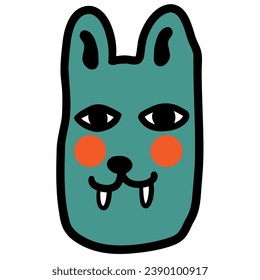 cat head in vector.color icon in doodle style.Template for logo sticker poster print application website avatar. Series of cat faces in flat