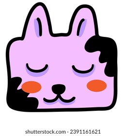 cat head in vector.color icon in doodle style.Template for logo sticker poster print application website avatar. Series of cat faces in flat