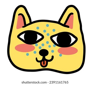 cat head in vector.color icon in doodle style.Template for logo sticker poster print application website avatar. Series of cat faces in flat