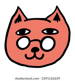 cat head in vector.color icon in doodle style.Template for logo sticker poster print application website avatar. Series of cat faces in flat
