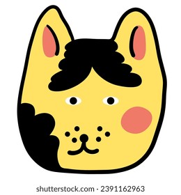 cat head in vector.color icon in doodle style.Template for logo sticker poster print application website avatar. Series of cat faces in flat