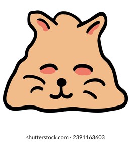cat head in vector.color icon in doodle style.Template for logo sticker poster print application website avatar. Series of cat faces in flat