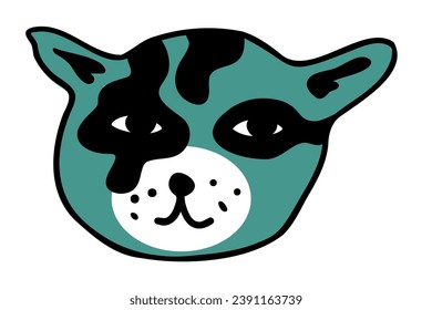 cat head in vector.color icon in doodle style.Template for logo sticker poster print application website avatar. Series of cat faces in flat