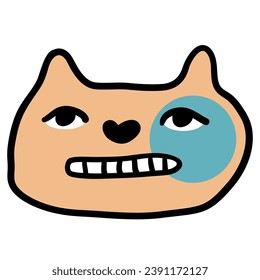 cat head in vector.color icon in doodle style.Template for logo sticker poster print application website avatar. Series of cat faces in flat