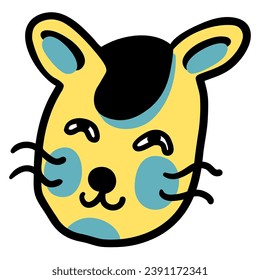 cat head in vector.color icon in doodle style.Template for logo sticker poster print application website avatar. Series of cat faces in flat