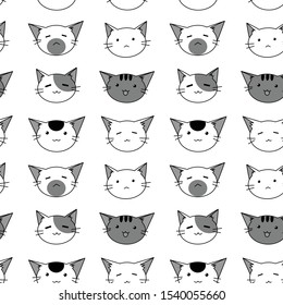 Cat head wallpaper. Vector. Design can be used for textiles, clothing, cards, decoupage, scrapbooking and website design.