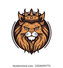 Cat head wearing a crown logo vector clip art illustration