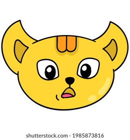 cat head is yellow with a blank face, vector illustration carton emoticon. doodle icon drawing