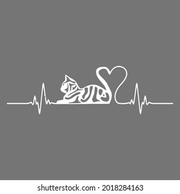 cat heart beat bengal cat funny gift idea wo sport art best vector design illustration print poster
