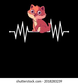 cat heart beat love cats wo girls cat lover best design vector illustration for use in design and print poster canvas