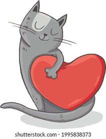 cat heart cartoon vector character