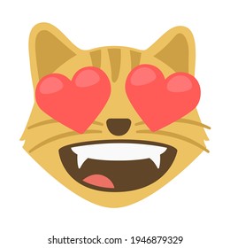 Cat With Heart Eyes Emoji Icon Illustration. Loving Vector Symbol Emoticon Design Doodle Vector.