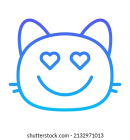 cat heart eyes I Line Gradient Icon Design