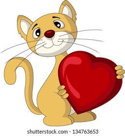 cat with heart love