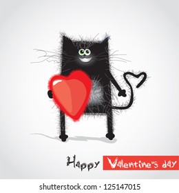 cat with a heart on Valentine's Day