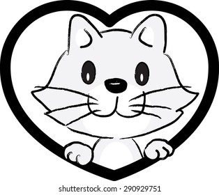  cat with heart shape